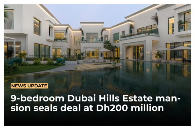 Dubai Hills Estate Mansion: A luxurious 9-bedroom mansion in Hills Grove with a boomerang-shaped pool.