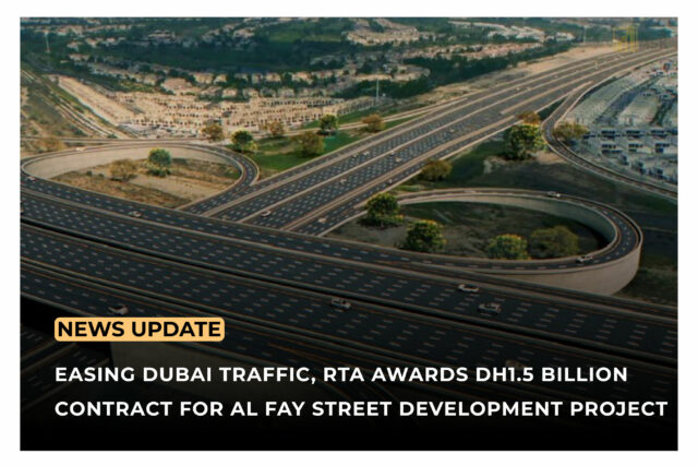 Al Fay Street Project construction and map improving traffic and connectivity in Dubai