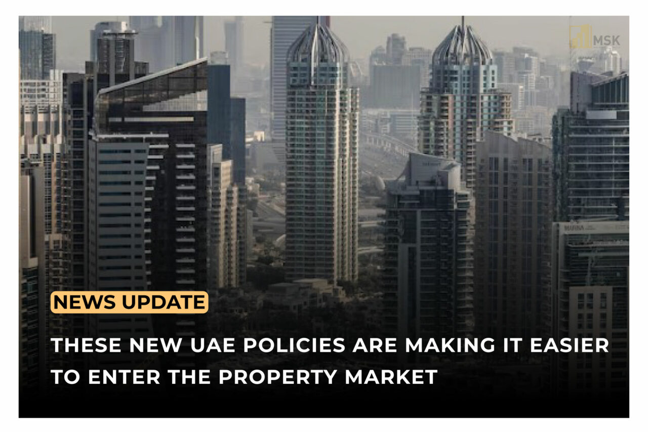 Dubai skyline with modern high-rise buildings, highlighting the booming UAE property market amid new real estate policies.